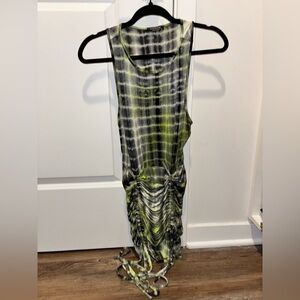 Black and Green Tie-Dye Mini Dress